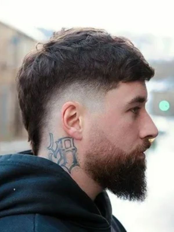 _Burst Fade Mullet With Beard