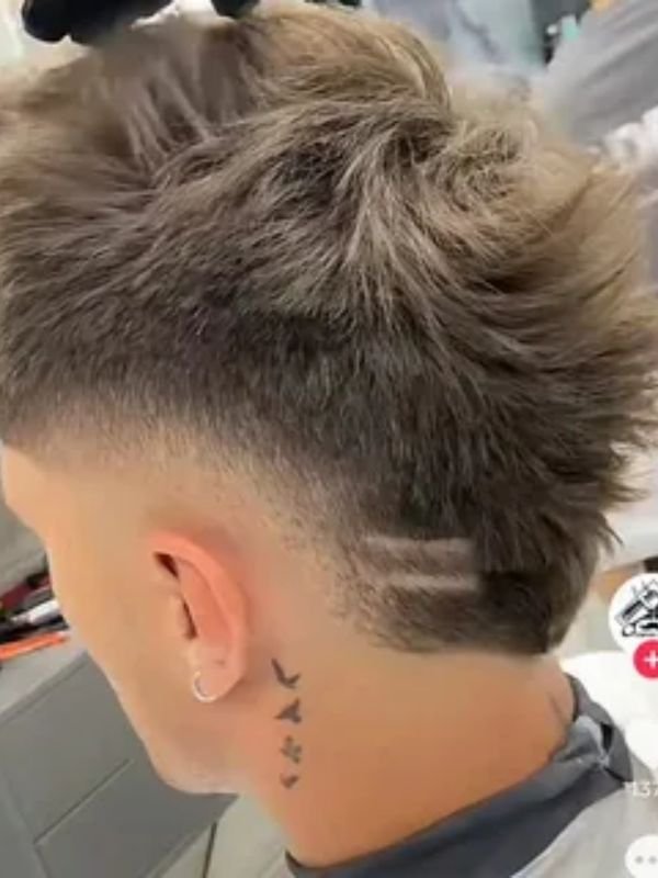 Burst Fade Mullet With Design